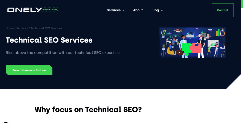 Onely Technical SEO Servives Landing Page